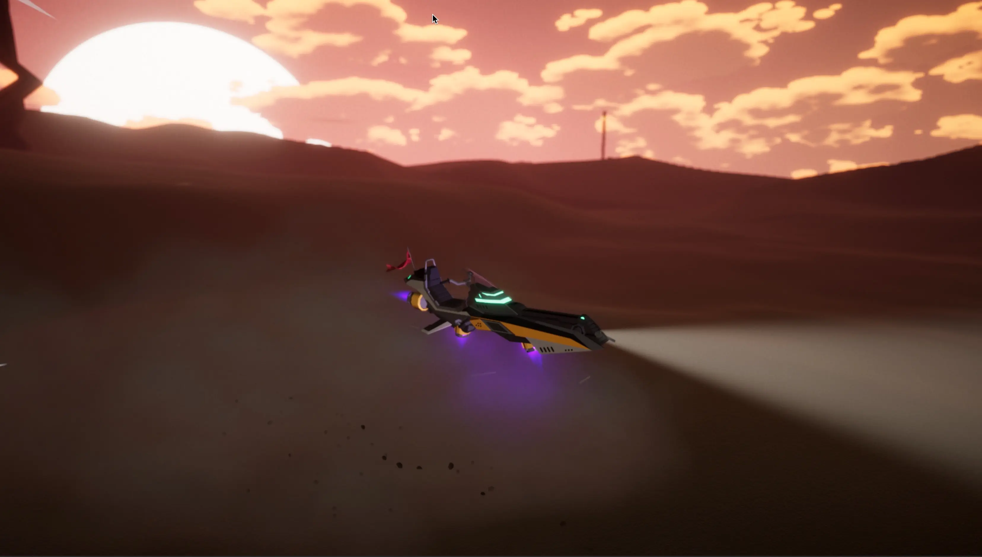 Hoverbike project screenshot at daytime facing right.